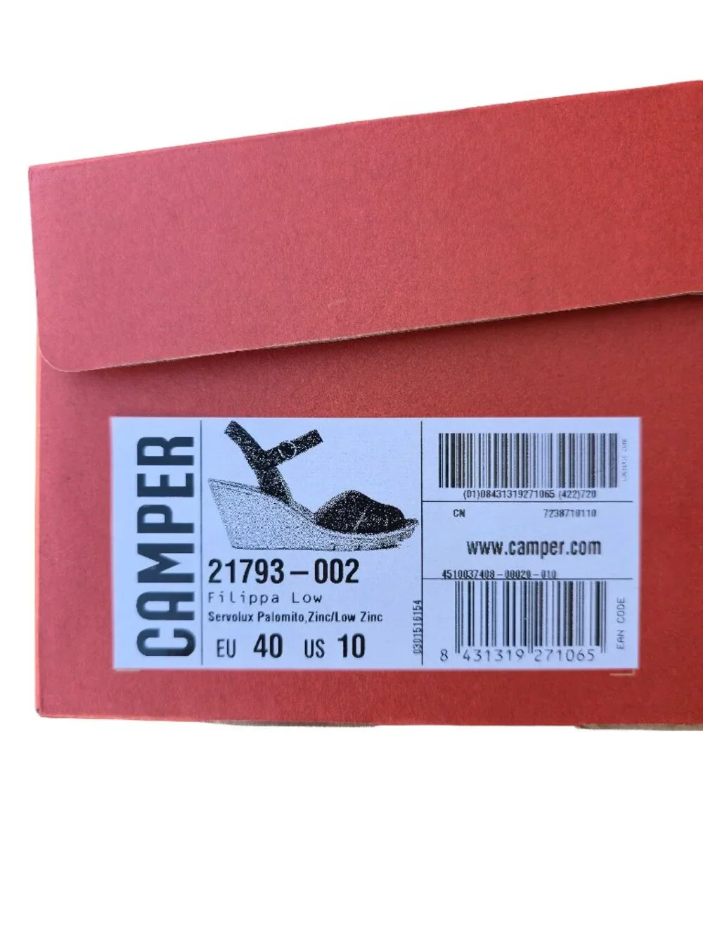 Camper Filippa Low Leather Colorblock Wedge Sandals EU 40 US 10 NIB